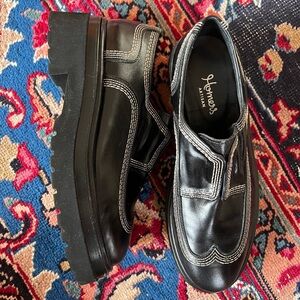 Homers Artisan Black Leather Lug Sole Loafers | EU 39
